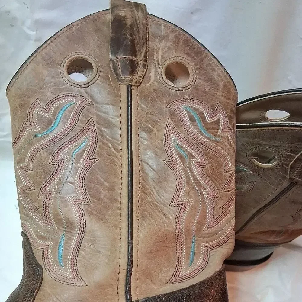 Old West Brown Leather Cowboy Boots